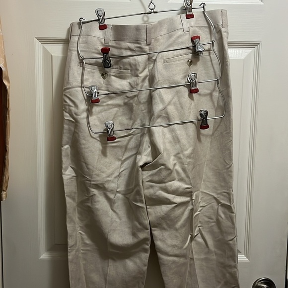 Men’s Beige Linen Beige Pleated Trousers 34X30 - Picture 4 of 5